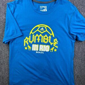 Adidas Short Sleeve Blue T Shirt Men’s Rumble In Rio Brazil Soccer Futball 2X